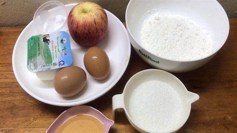 Ingredients for apple yogurt sponge cake using an air fryer