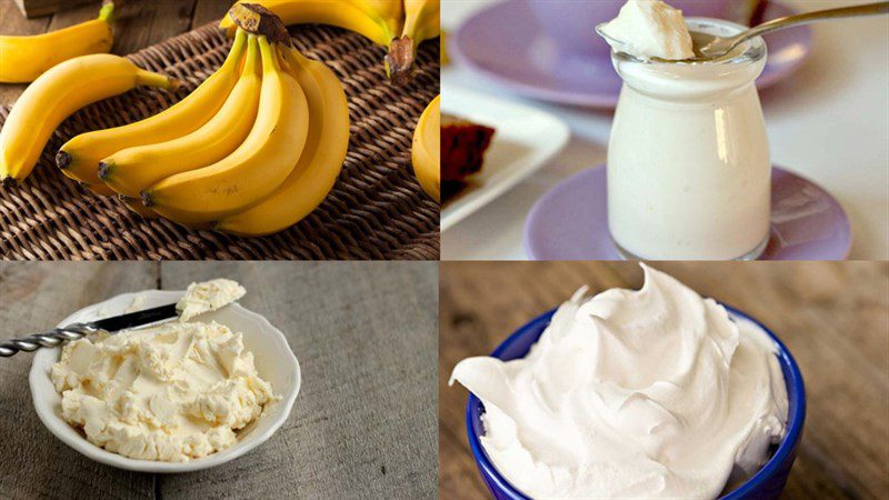 Ingredients for banana coconut mousse dish