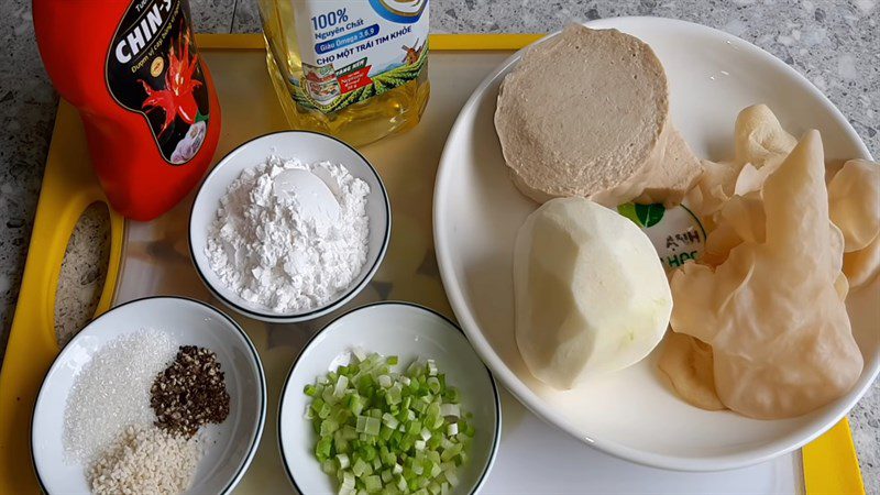 Ingredients for the dish 2 methods of making vegetarian shrimp balls and vegetarian meatballs