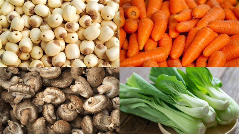 Ingredients for vegetarian lotus seed soup