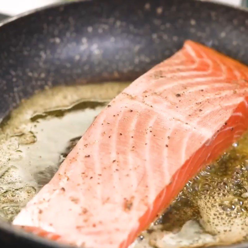 Step 2 Sear the Fish with Butter for Grilled Salmon in Foil with Asparagus