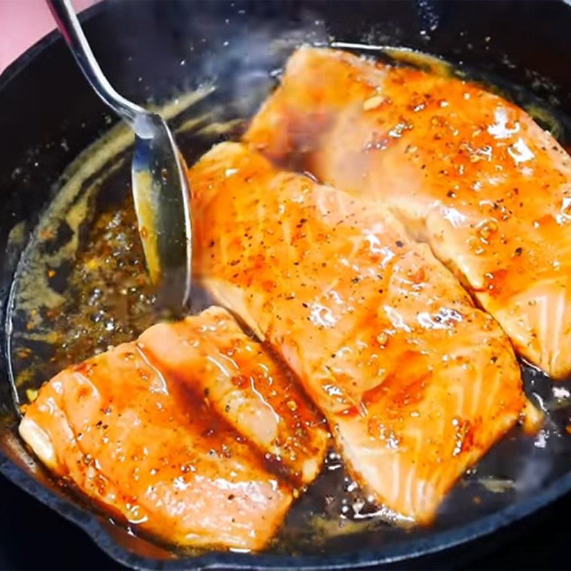 Step 3 Searing Salmon with Honey Garlic