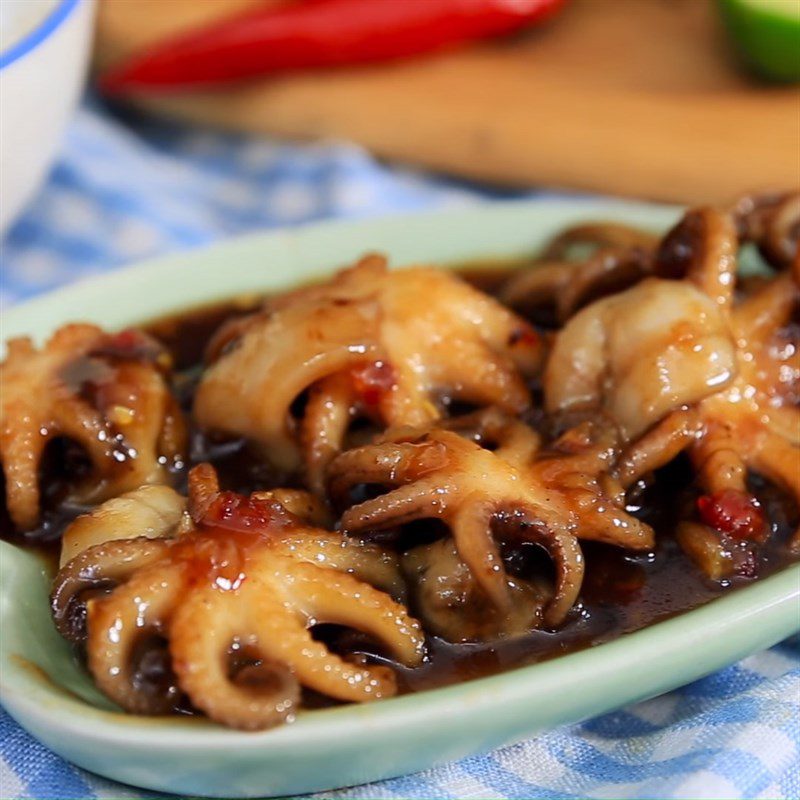 Step 4 Finished Product Fried octopus with tamarind sauce