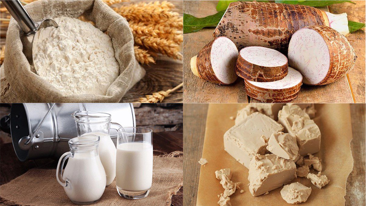 Ingredients for taro dumplings without filling