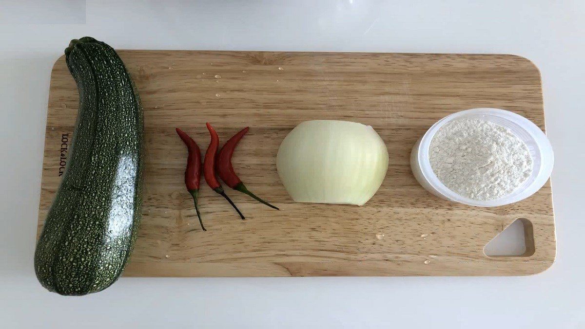 Ingredients for Korean zucchini pancake dish