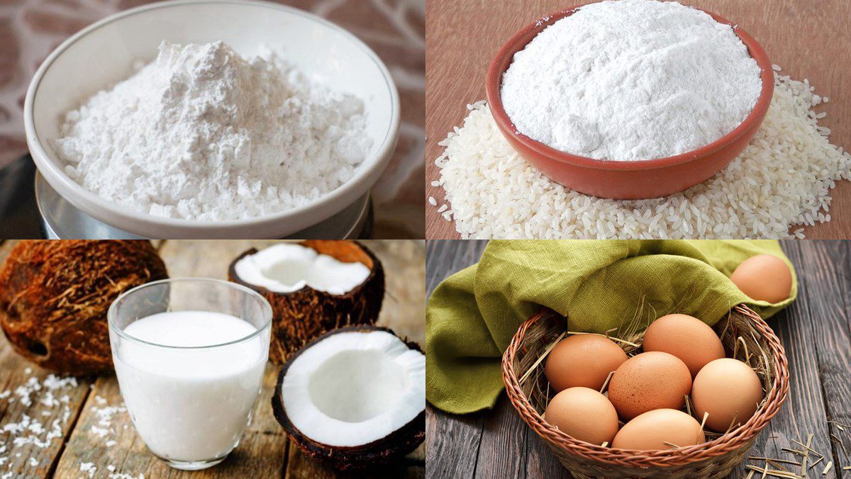 Ingredients for baked coconut cake using an air fryer