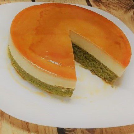 Step 8 Final product Green tea flan cake