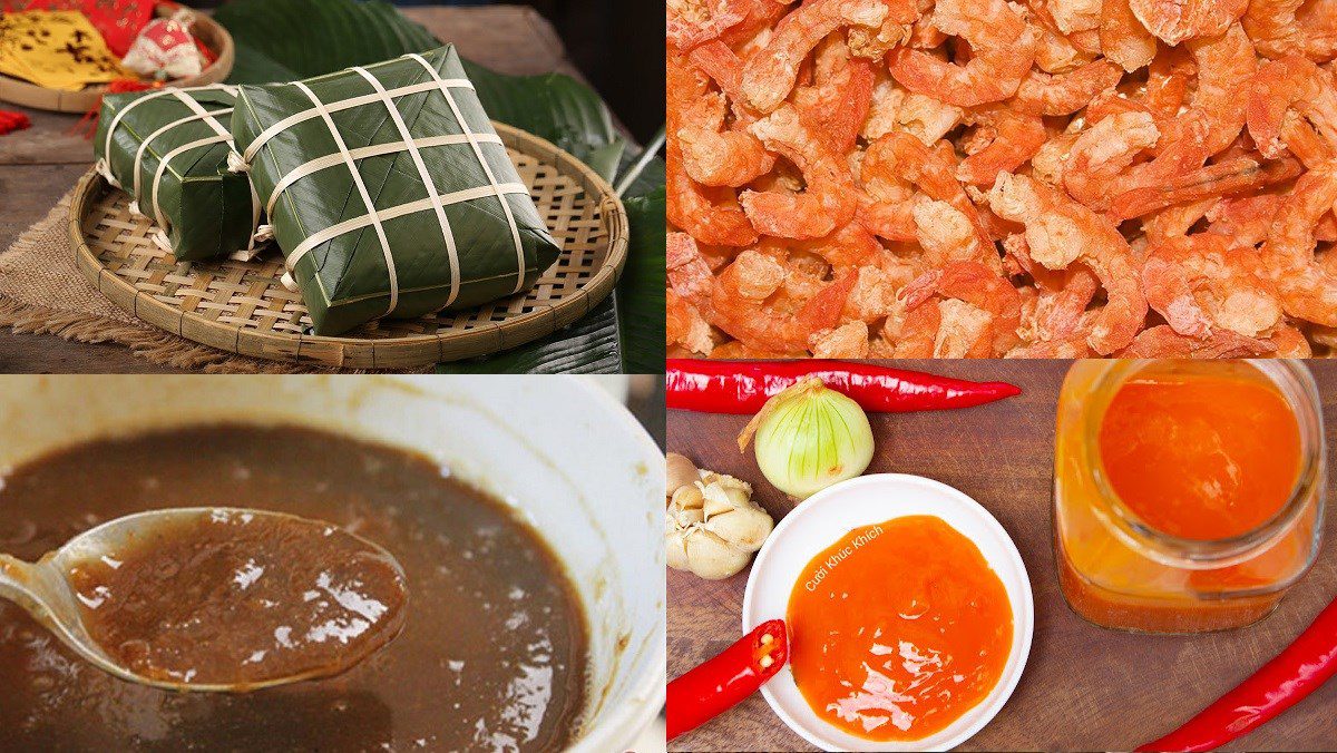 Ingredients for fried Banh Tet, fried Banh Chung