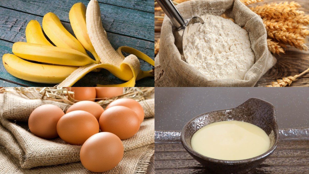 Ingredients for baked banana cake using an air fryer