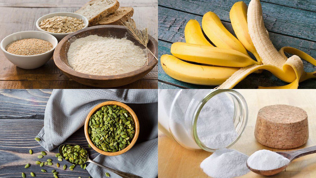 Ingredients for banana oatmeal cake