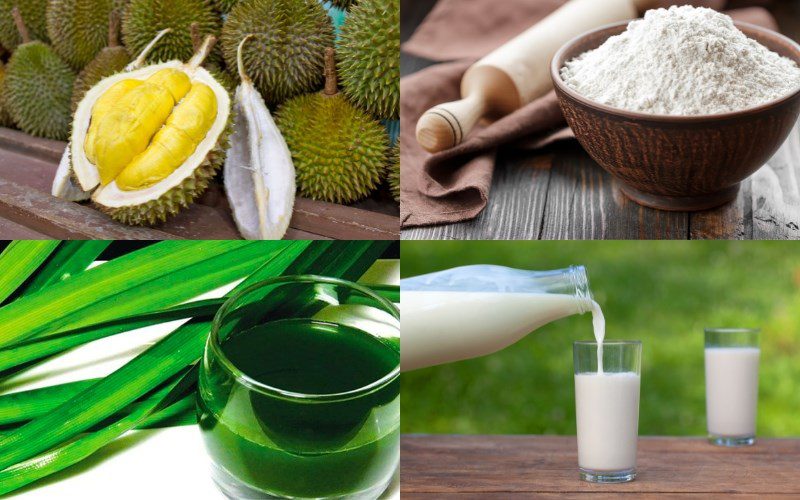 Ingredients for durian crepe dish