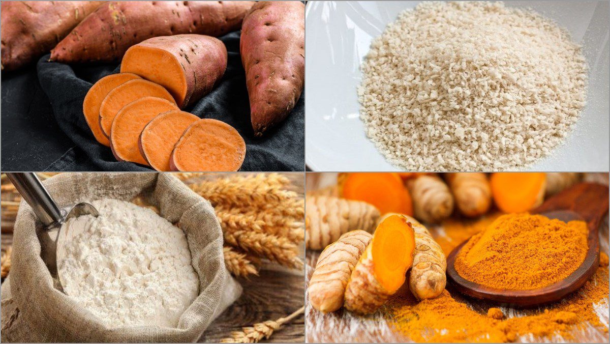 Ingredients for fried sweet potato cake