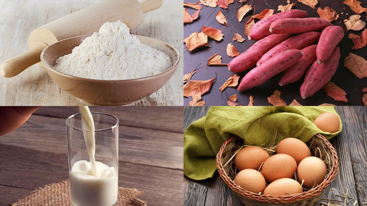 Ingredients for sweet potato milk cake