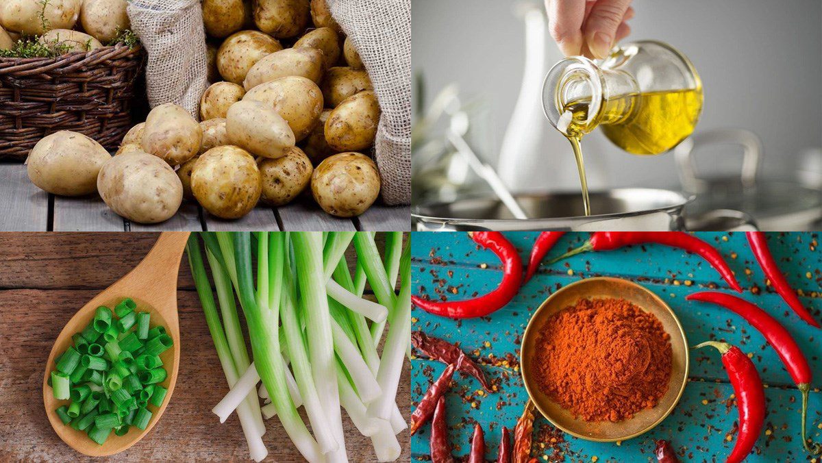 Ingredients for mushroom-shaped potato cake