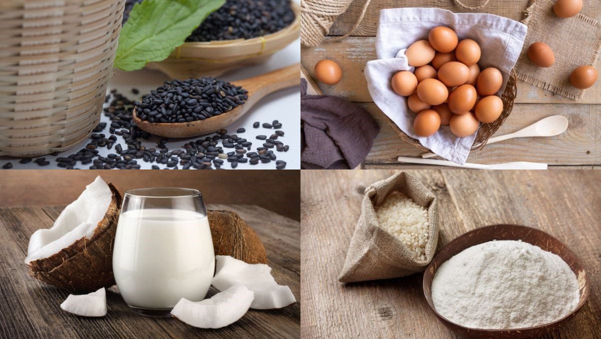 Ingredients for black sesame cake