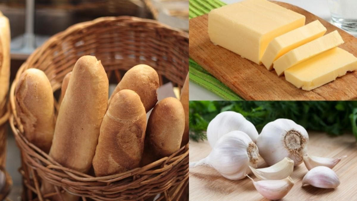 Ingredients for garlic butter bread