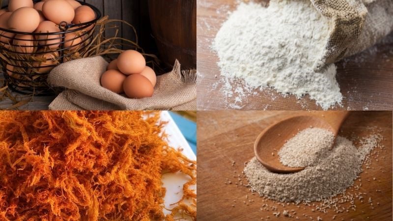 Ingredients for the dish how to make spicy pork floss bread