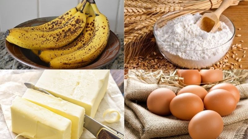 Ingredients for banana bread