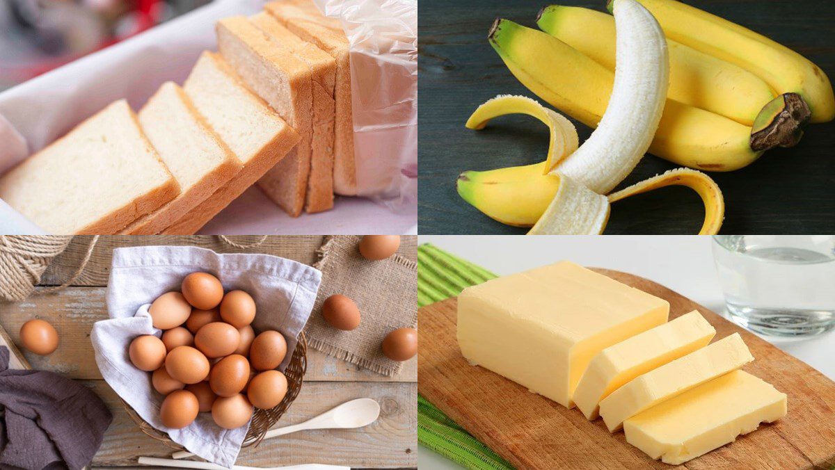 Ingredients for banana sandwich dish