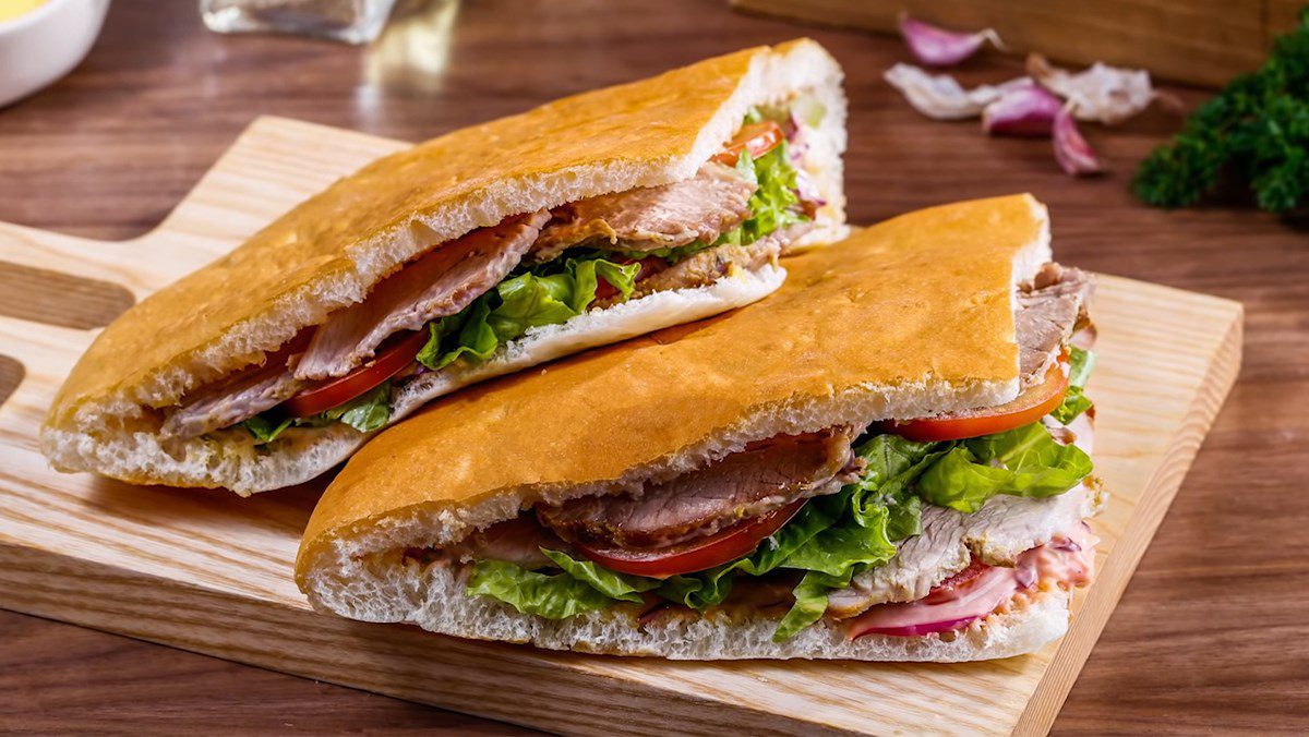 Turkish bread with pork