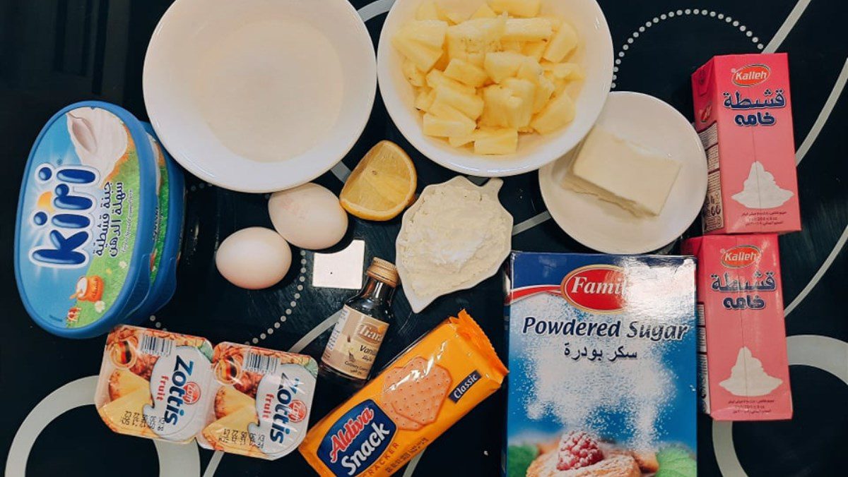 Ingredients for pineapple cheesecake