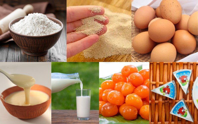 Ingredients for making fried dough sticks with salted egg dip