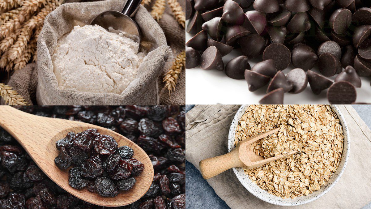 Ingredients for peanut butter cookie dish using rice cooker, oatmeal chocolate cookies using rice cooker