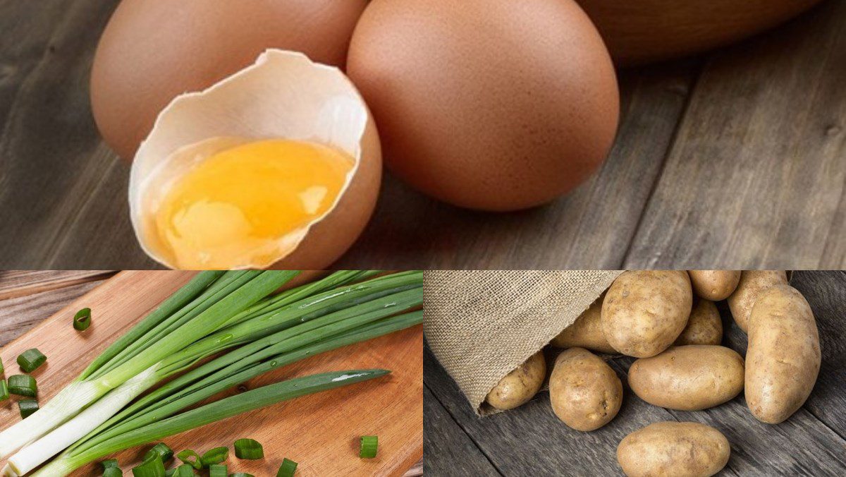 Ingredients for the dish Bird's nest cake with chicken eggs and potatoes