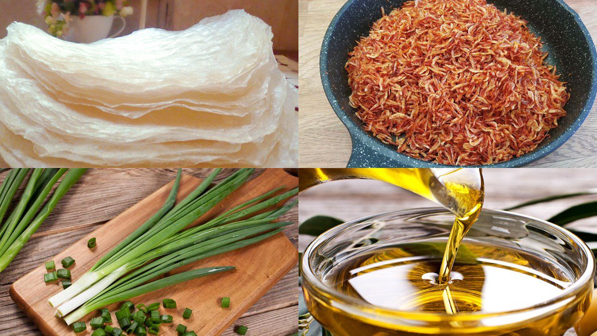 Ingredients for mixed rice paper with onion oil