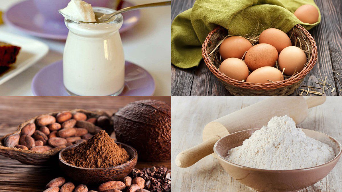 Ingredients for yogurt egg cake