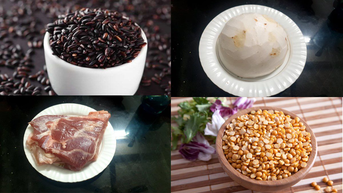 Ingredients for savory sticky rice cake from the southern region