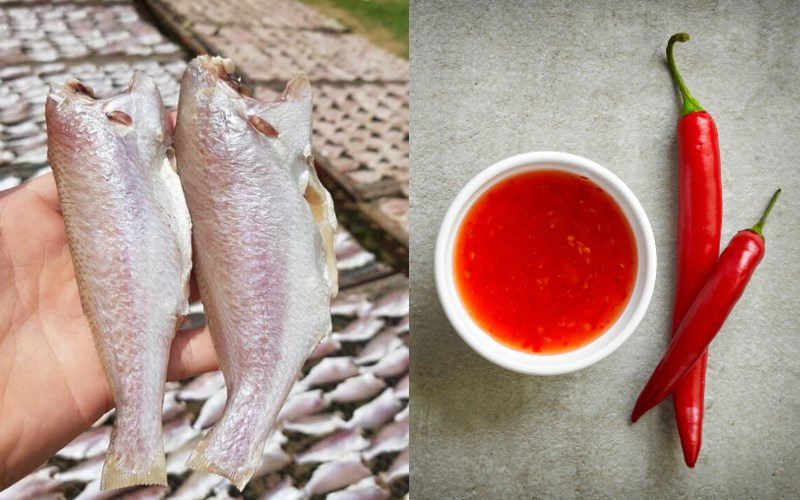 Ingredients for making dried snakehead fish with chili sauce