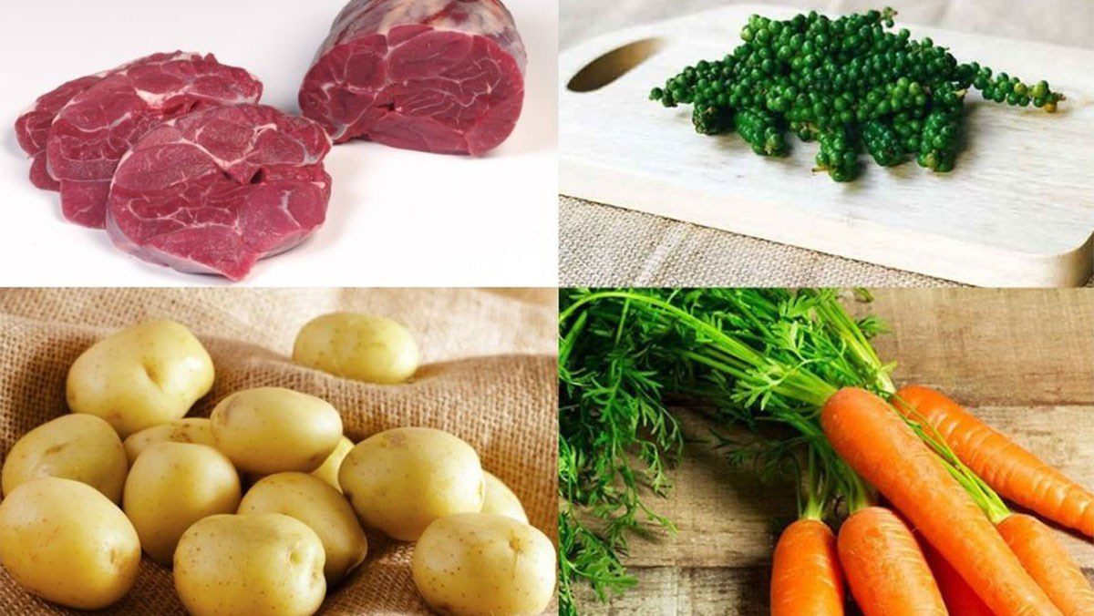 Ingredients of boiled beef with green pepper