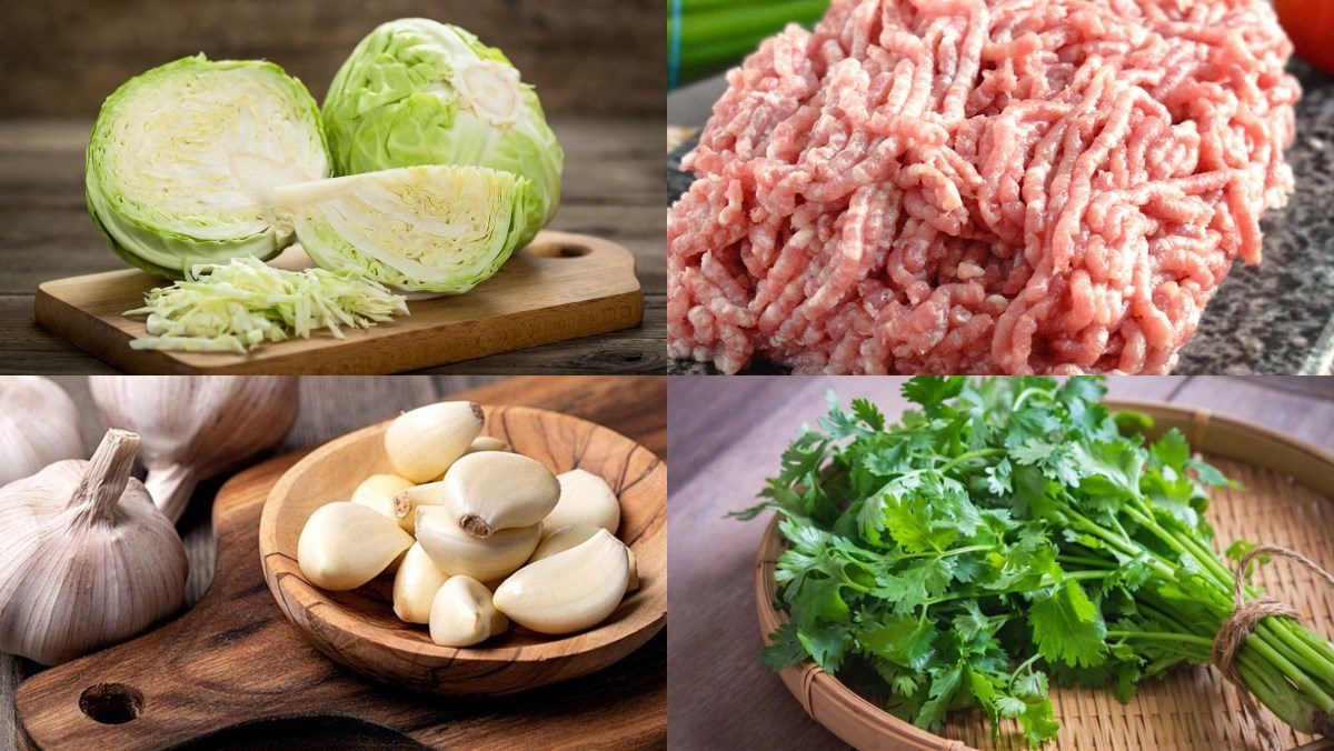 Ingredients for stir-fried cabbage with minced meat