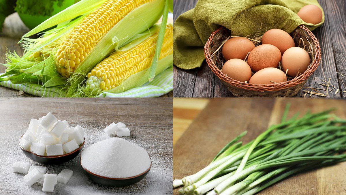 Ingredients for the dish corn stir-fried with eggs