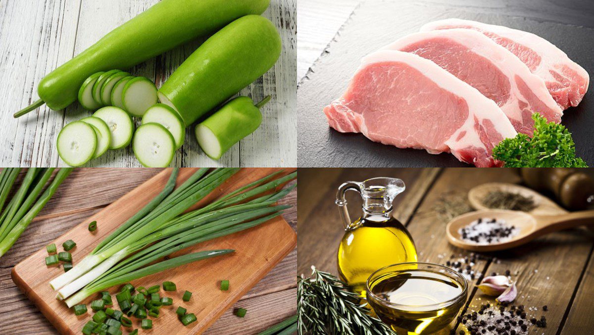 Ingredients for stir-fried bottle gourd with pork