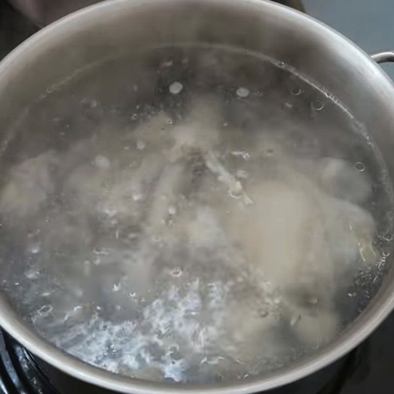 Step 1 Prepare chicken bones and cook the broth for Crab Mushroom Soup