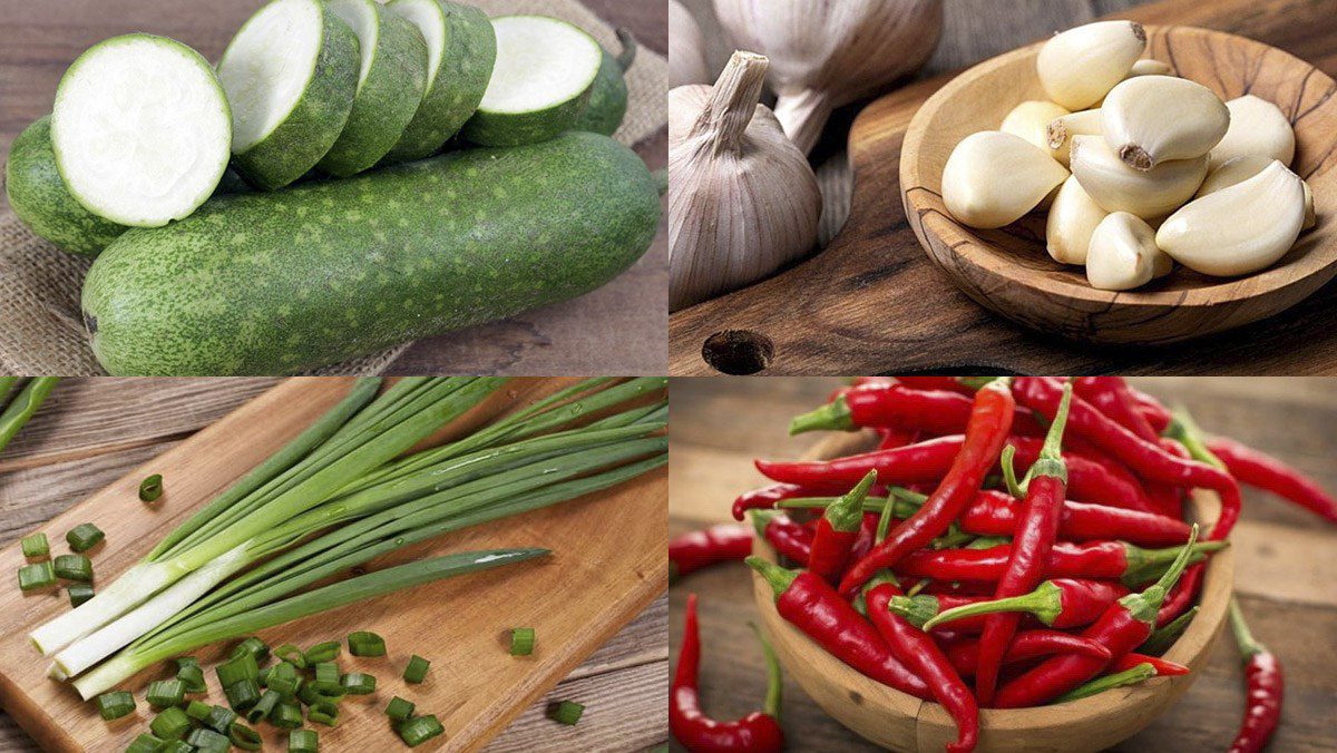 Ingredients for stir-fried pumpkin with garlic