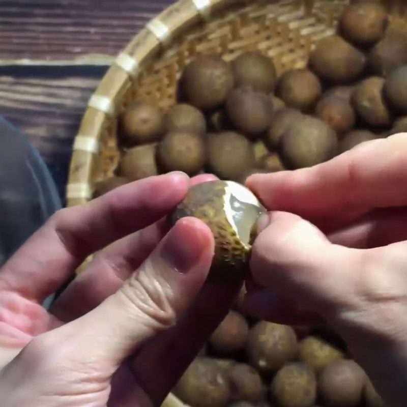 Step 1 Peel and remove seeds from longan