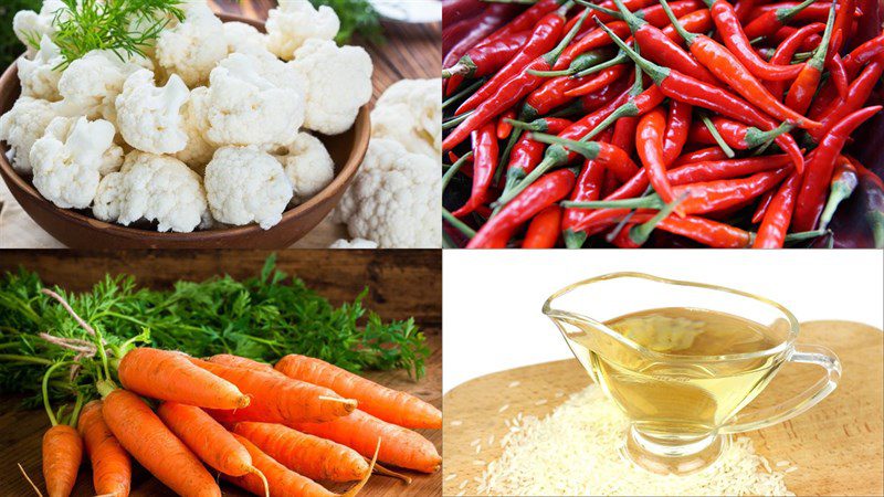 Ingredients for sweet and sour pickled cauliflower