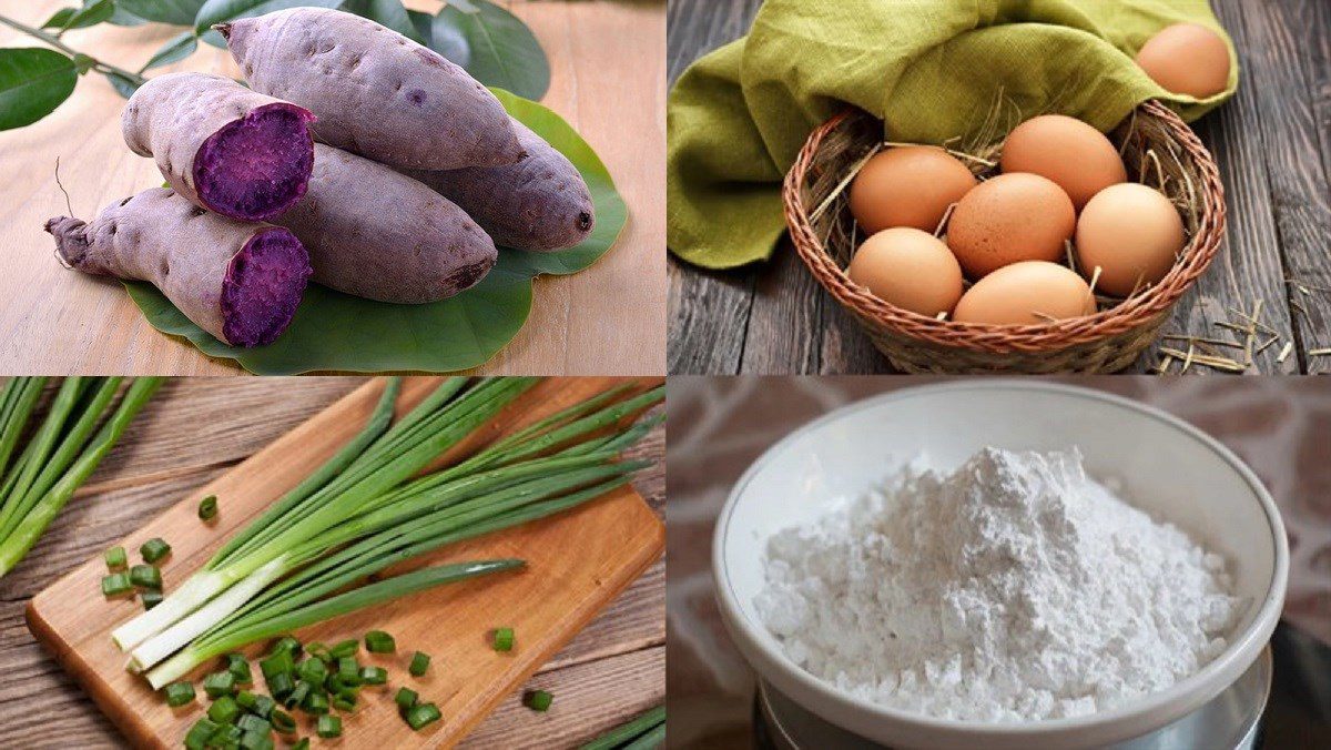 Ingredients for purple sweet potato fried dough