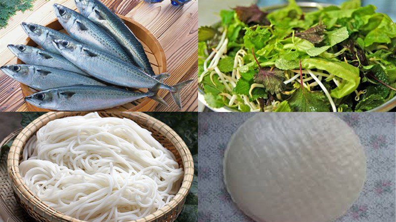 Ingredients for grilled mackerel wrapped in banana leaves