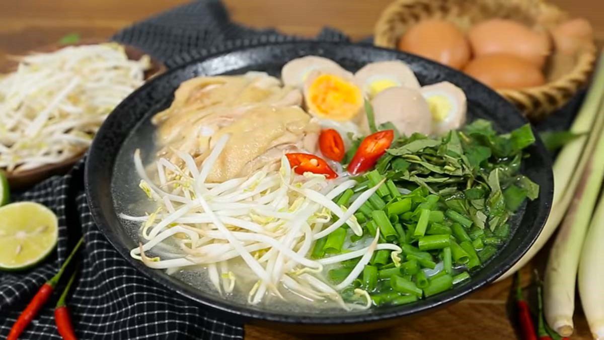 Chicken meatball noodle soup