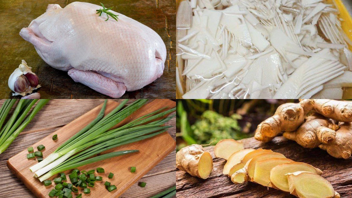 Ingredients for duck noodle dish