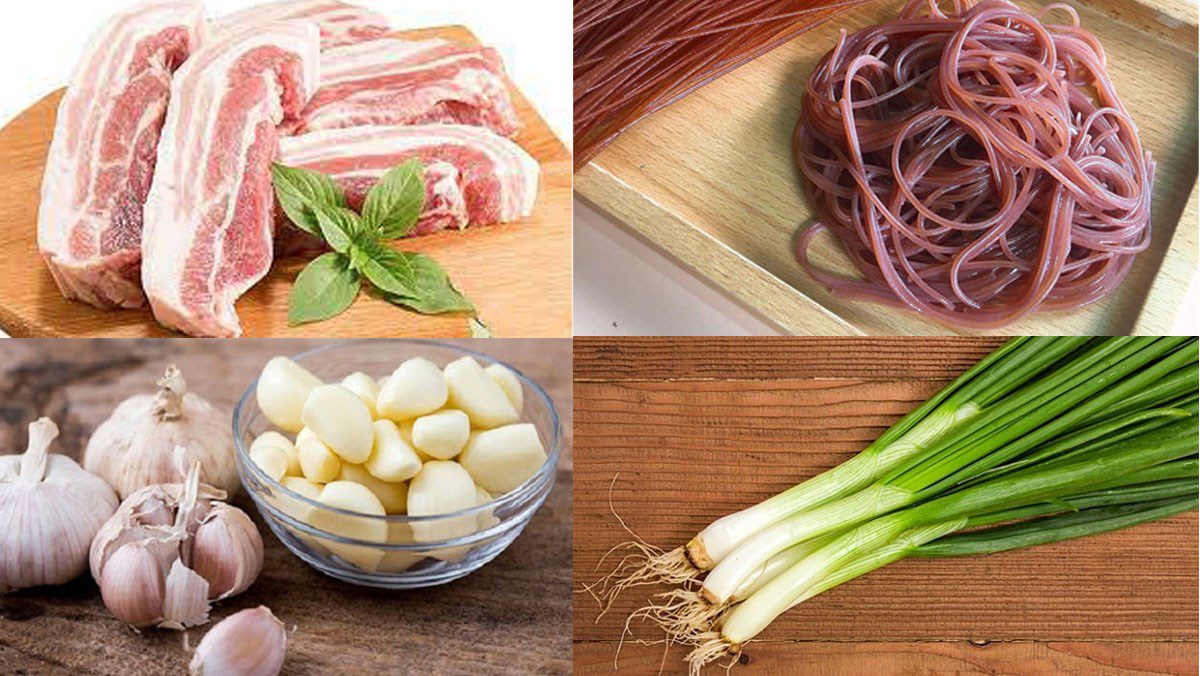 Ingredients for grilled meat noodle dish