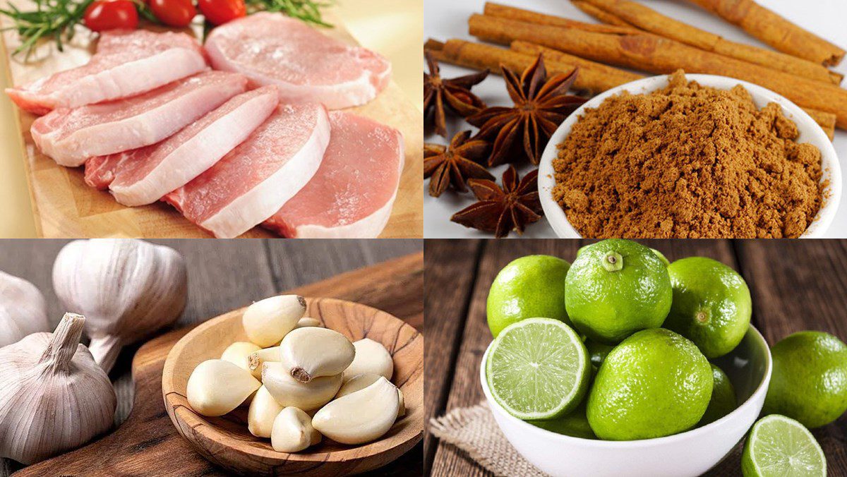 Ingredients for the dish stir-fried rice noodles with lemongrass and chili, stir-fried rice noodles with onions, stir-fried rice noodles with five-spice