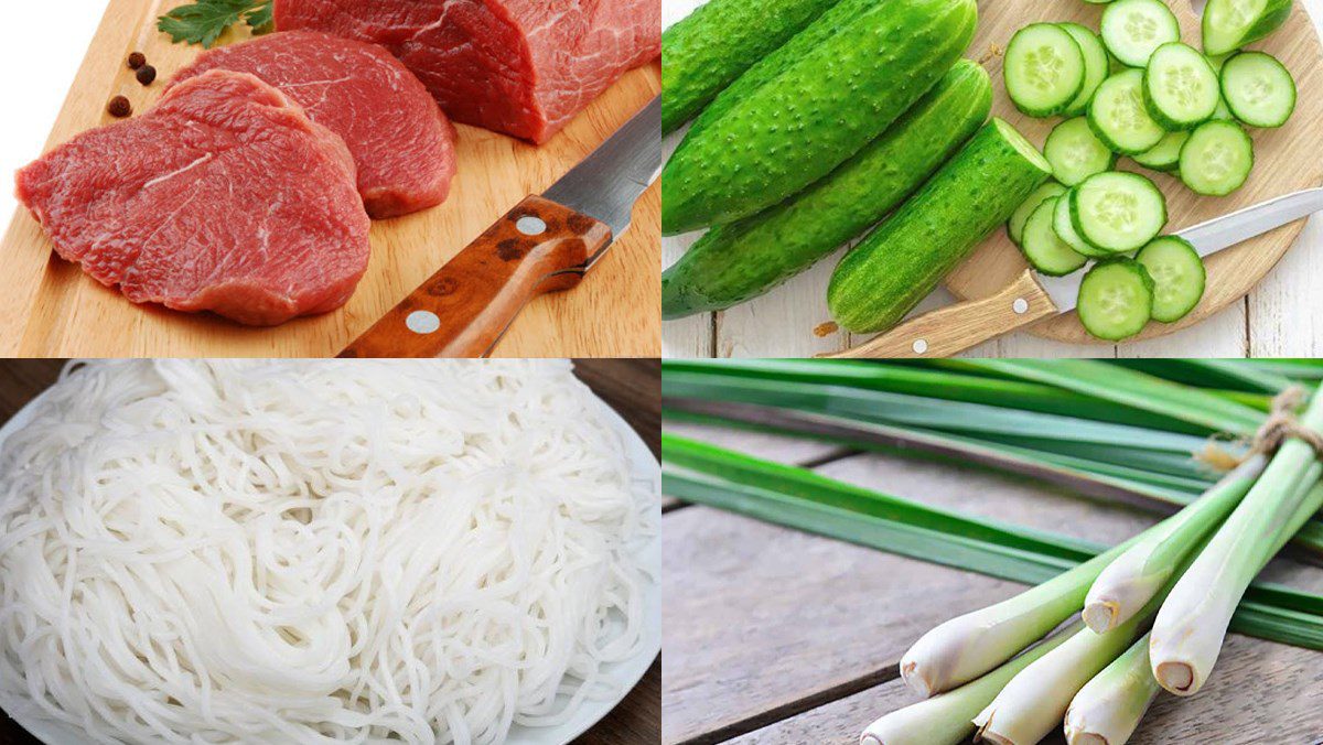 Ingredients for the dish stir-fried noodles with lemongrass and chili, stir-fried noodles with onion, stir-fried noodles with five-spice powder