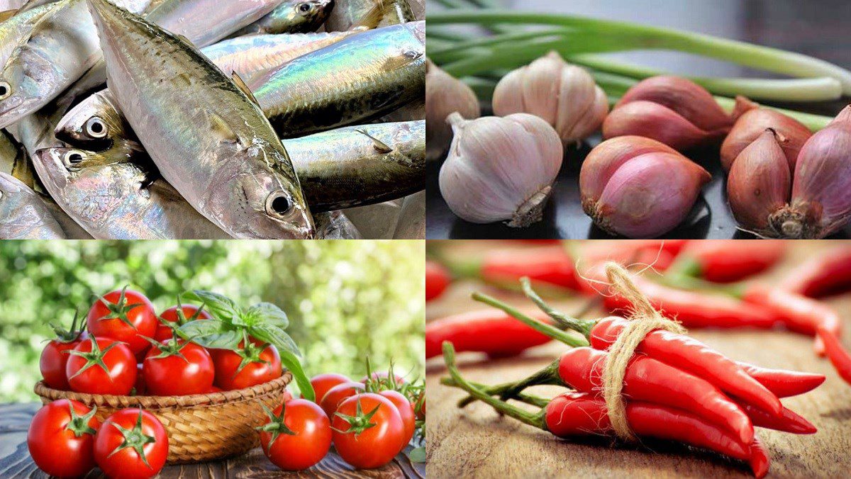 Ingredients for braised mackerel with tomatoes