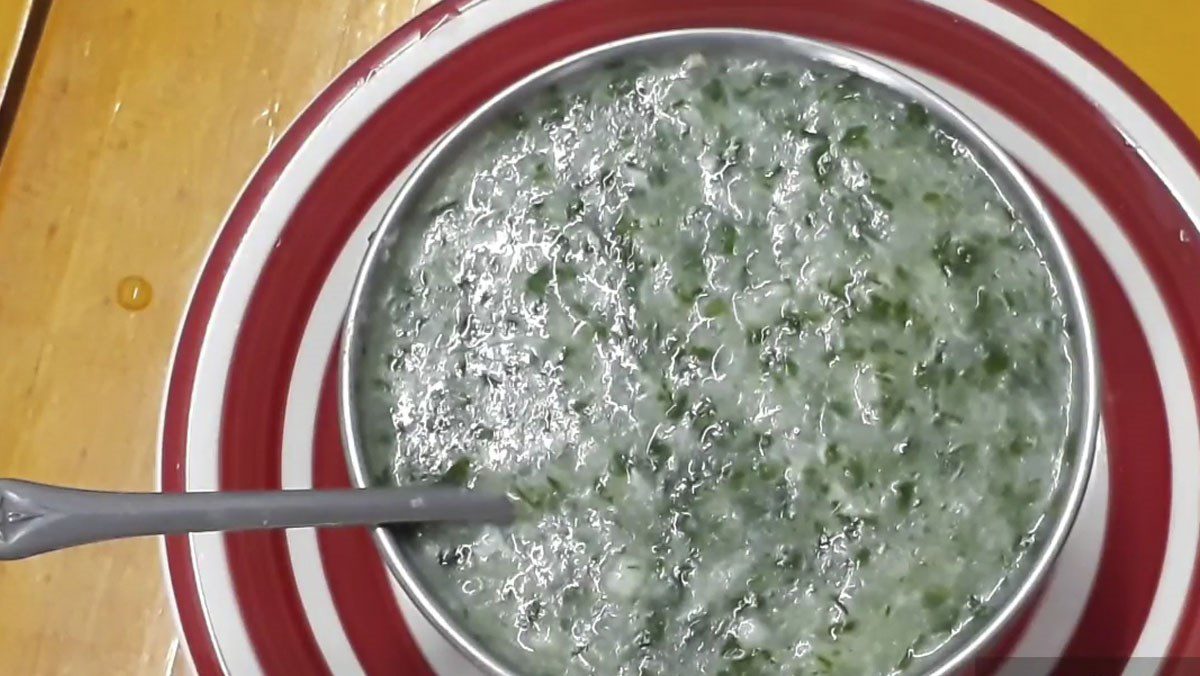 Carp porridge with water spinach