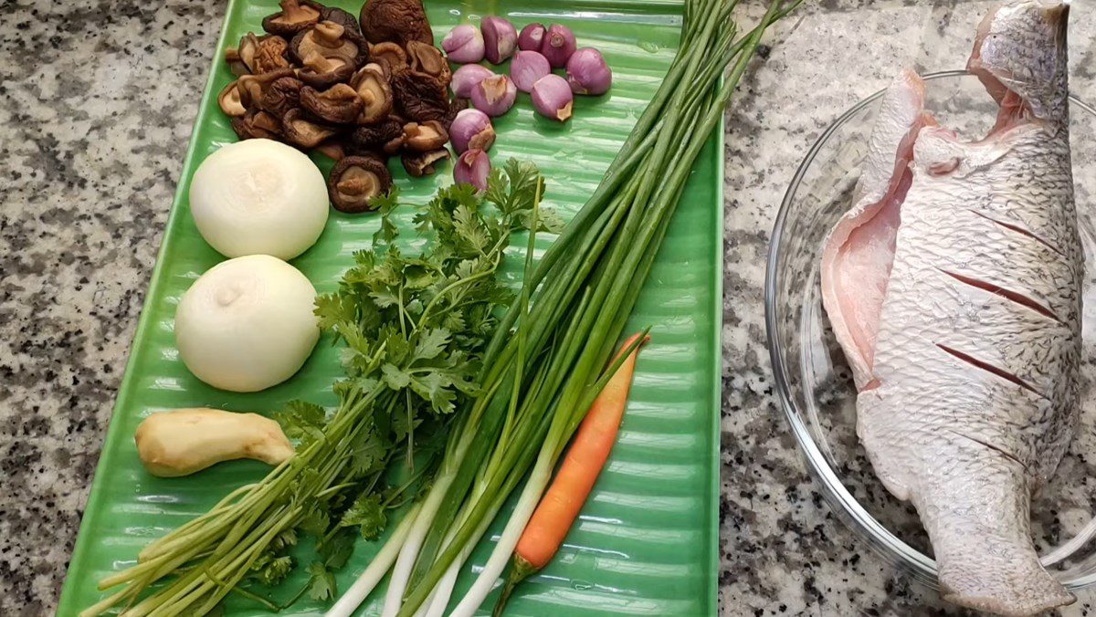 Ingredients for steamed barramundi